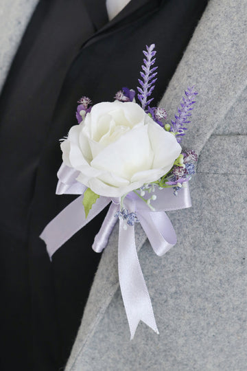 Elfenben Rose Wrist Corsage og Men Boutonniere Set til Prom bryllupsfest